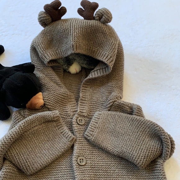 Boys, Carter’s, Super Cute Hooded Sweater w/ Moose Antlers, Soft Cardigan, 3-6M - Picture 4 of 11